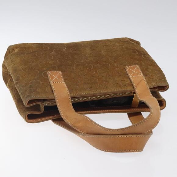 CELINE Macadam Canvas Hand Bag Suede Brown Gold - Picture 6 of 12